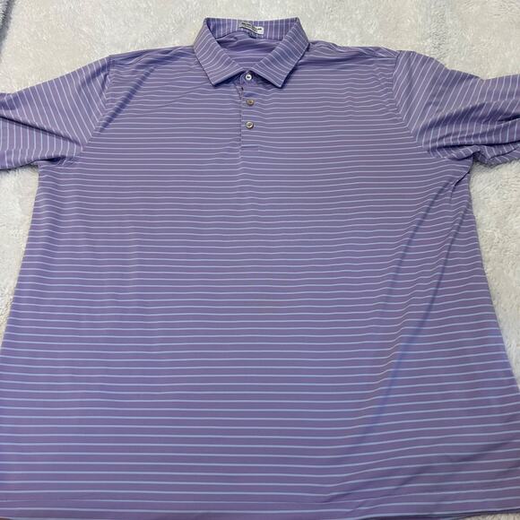 Mens Peter Millar Summer Comfort Golf Polo Shirt Purple/Blue Stripes Sz 2XL - Picture 2 of 7